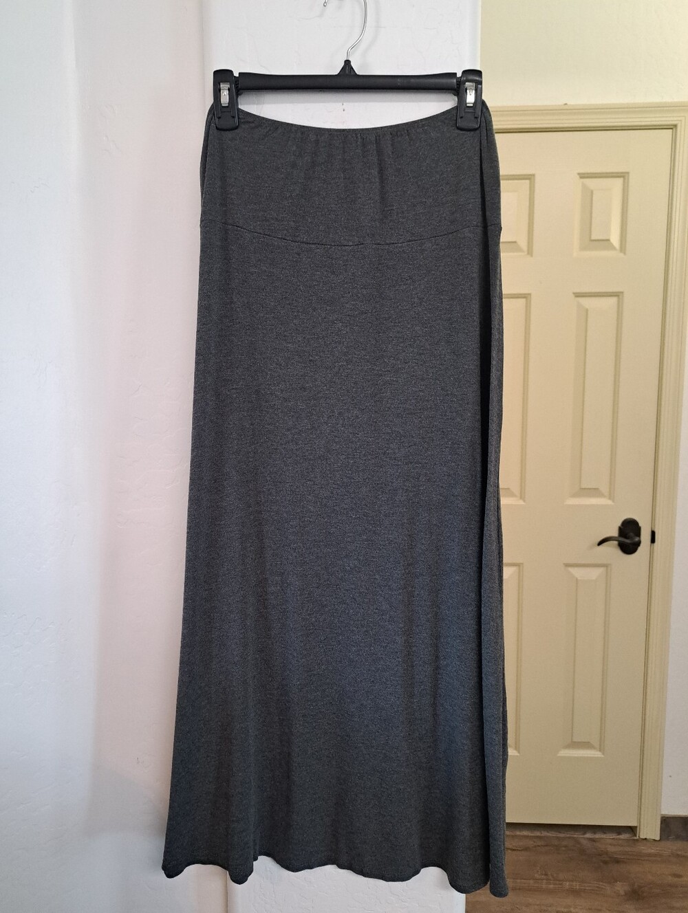 24Seven Comfort Stretch Maxi Skirt - Dark Gray A-Line Stretch Knit Size Large - Picture 4 of 8